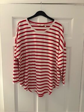 Vineyard Vines Striped Red and White Women’s Long Sleeve Top